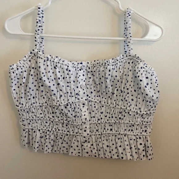 ❗️CLOSET CLOSING❗️NWT J. CREW Cinched-waist poplin tank top blouse polka dot S - Picture 9 of 10